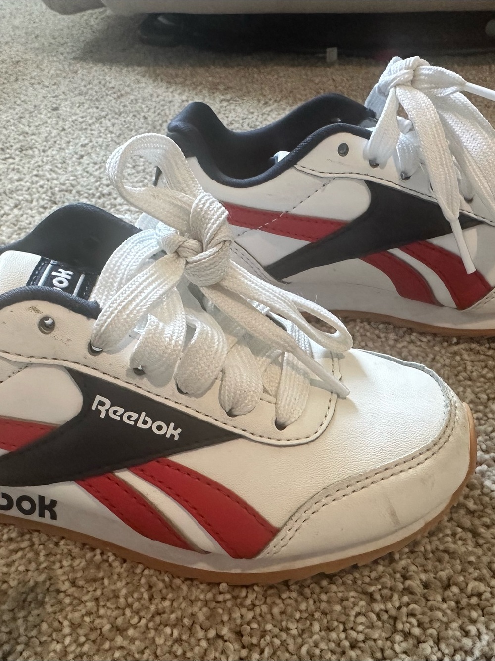Reebok Kids White, Red & Navy Casual Sneakers- worn once- like new!  Size 11